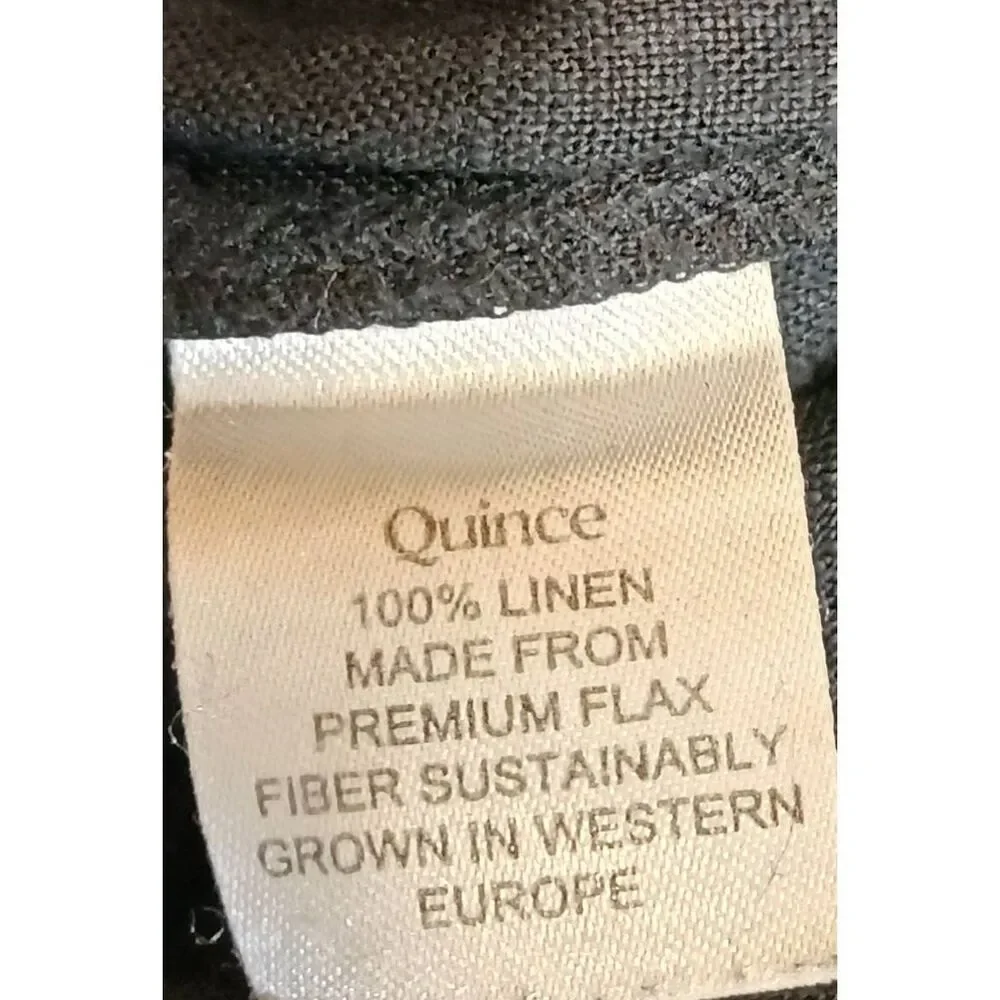 Quince womens small wide leg 100% linen pants black